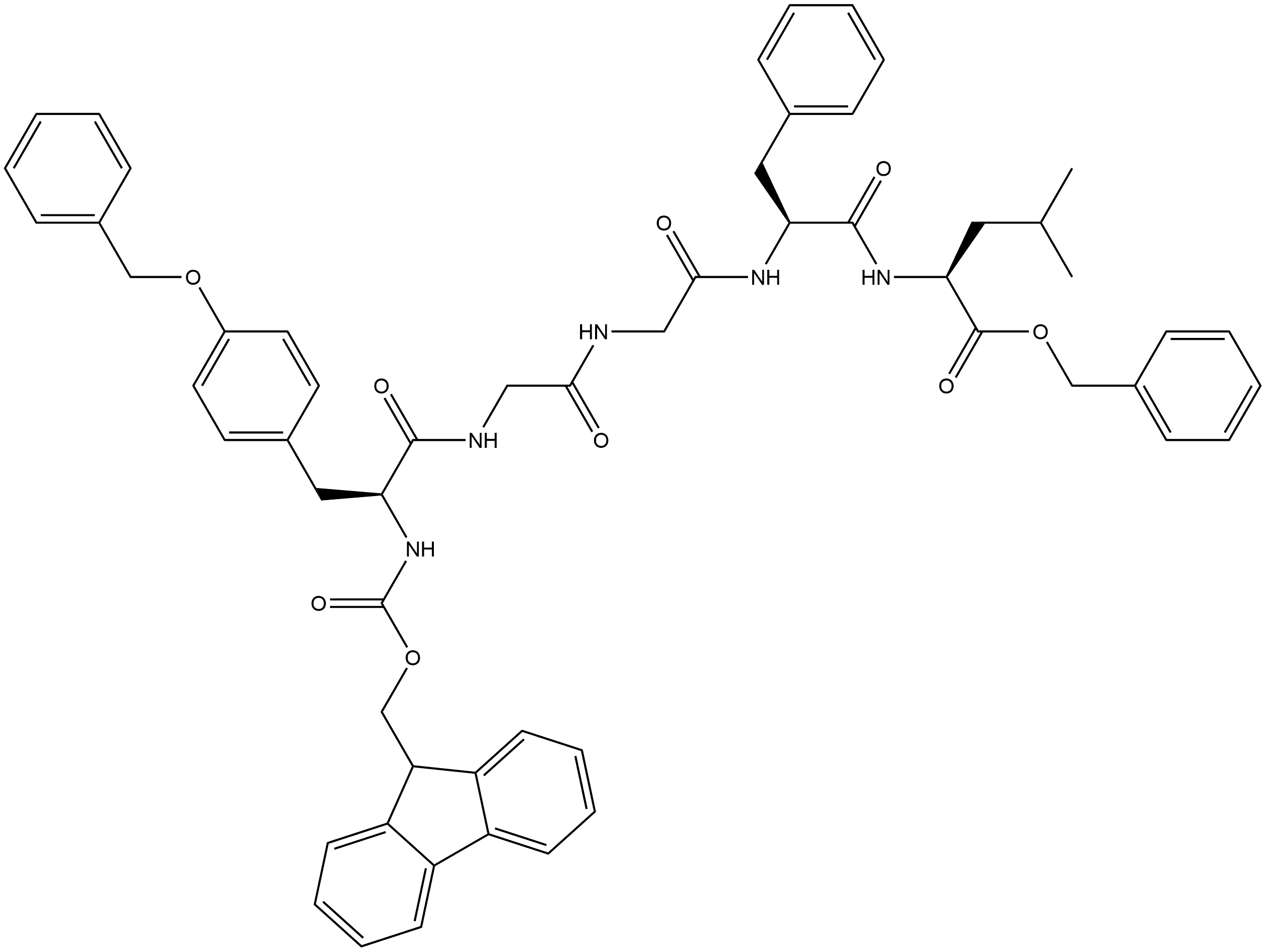 1-5-β-新内啡肽(人),1-[N-[(9H-芴-9-基甲氧基)羰基]-O-(苯基甲基)-L-酪氨酸]-苯基甲基酯 结构式