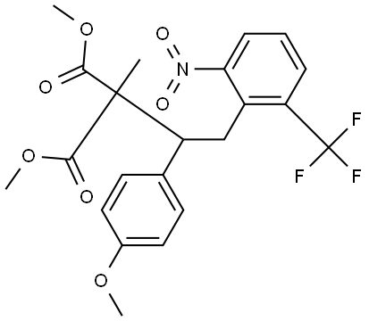 Propanedioic acid, [1-(4-methoxyphenyl)-2-[2-nitro-6-(trifluoromethyl)phenyl]ethyl]methyl-, dimethyl ester 结构式