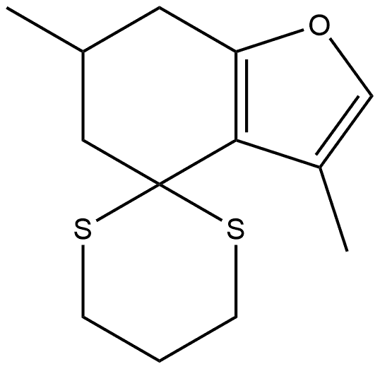 6,7-二氢-3,6-二甲基-螺[苯并呋喃-4(5H),2'-[1,3]二噻烷] 结构式