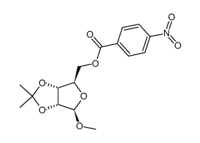 甲基-2,3-O-异亚丙基-β-D-呋喃核糖苷-5-O-对硝基苯甲酸酯 结构式