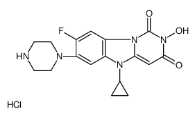 Pyrimido[1,6-a]benzimidazole-1,3(2H,5H)-dione, 5-cyclopropyl-8-fluoro-2-hydroxy-7-(1-piperazinyl)-, hydrochloride (1:1) 结构式