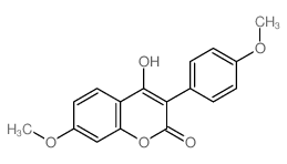 4-羟基-7-甲氧基-3-(4-甲氧基苯基)色烯-2-酮 结构式