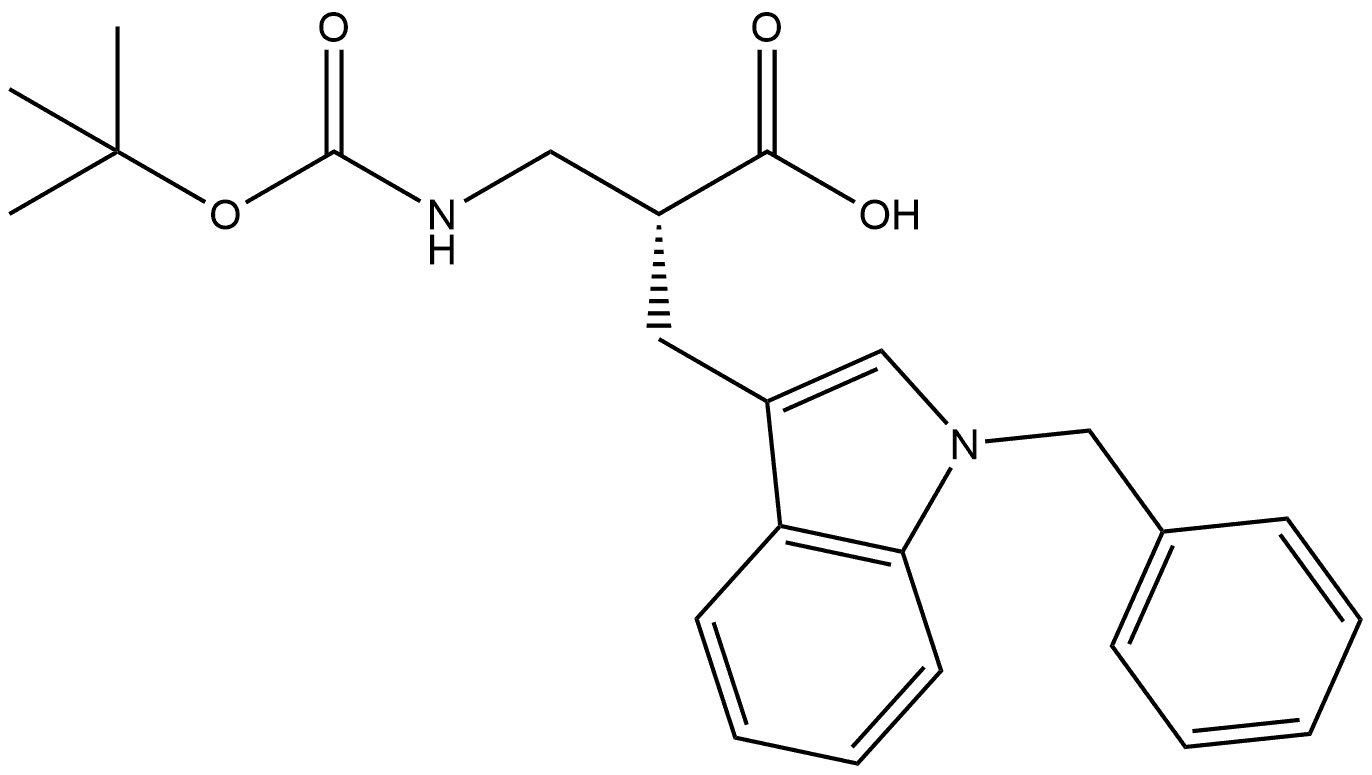 (αR)-α-[[(叔丁氧羰基)氨基]甲基]-1-苄基-1H-吲哚-3-丙酸 结构式