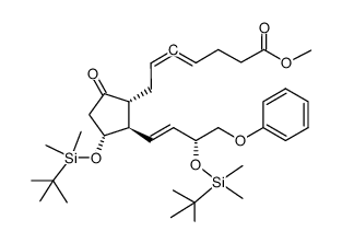 4,5-Heptadienoic acid, 7-[3-[[(1,1-dimethylethyl)dimethylsilyl]oxy]-2-[3-[[(1,1-dimethylethyl)dimethylsilyl]oxy]-4-phenoxy-1-butenyl]-5-oxocyclopentyl]-, methyl ester, [1R-[1α,2β(1E,3R*),3α]]- (9CI) 结构式