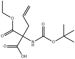 2-((叔丁氧羰基)氨基)-2-(丙-2-烯-1-基)丙二酸 1-乙酯 结构式