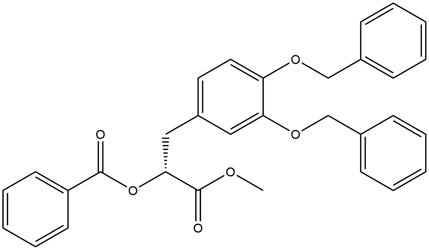 (αR)-α-(苯甲酰氧基)-3,4-双(苯基甲氧基)苯丙酸甲酯 结构式