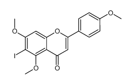 6-碘-5,7-二甲氧基-2-(4-甲氧基苯基)-4H-色烯-4-酮 结构式