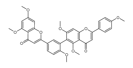 4H-1-Benzopyran-4-one, 6-[5-(5,7-dimethoxy-4-oxo-4H-1-benzopyran-2-yl)-2-methoxyphenyl]-5,7-dimethoxy-2-(4-methoxyphenyl)- 结构式