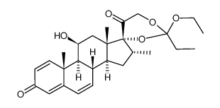 Pregna-1,4,6-triene-3,20-dione, 17,21-[(1-ethoxypropylidene)bis(oxy)]-11-hydroxy-16-methyl-, (11β,16α)- (9CI) 结构式