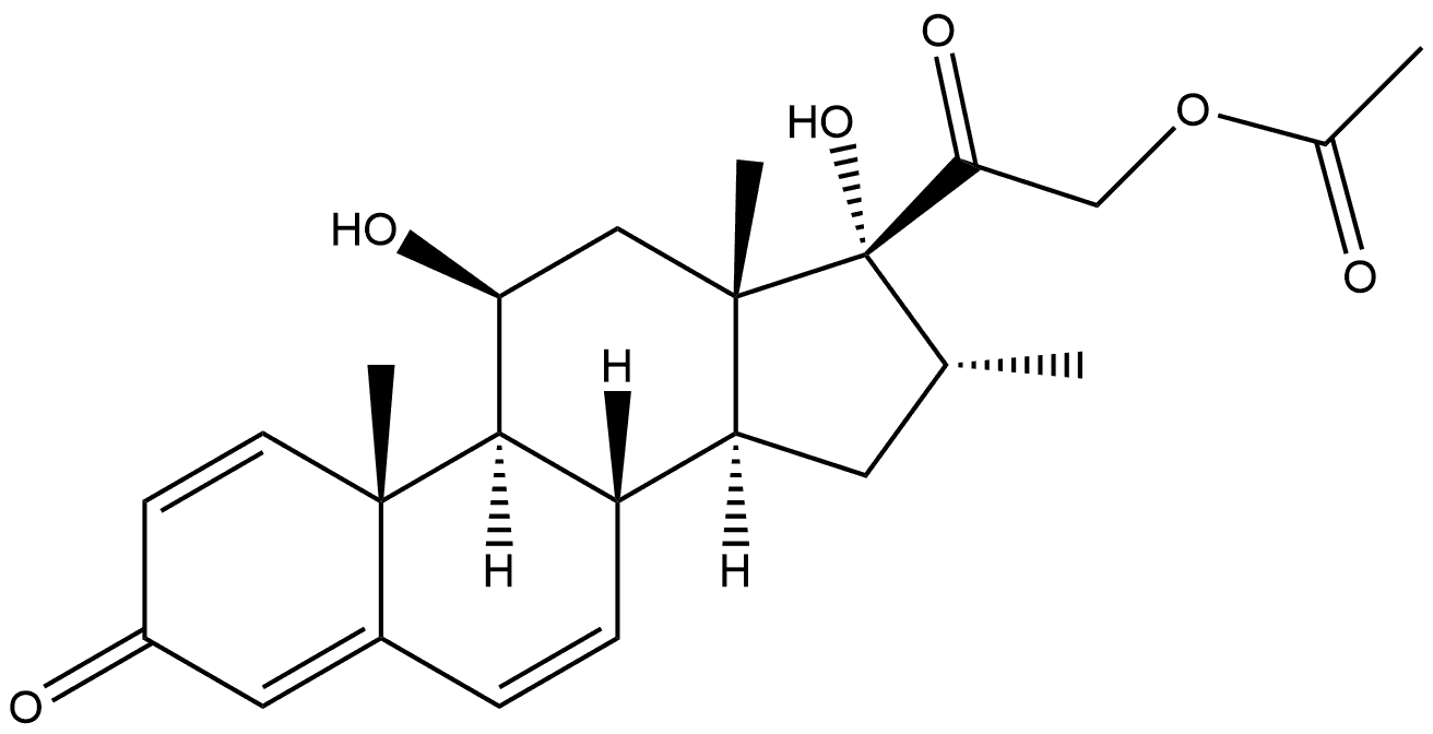 孕甾-1,4,6-三烯-3,20-二酮-21-乙酰氧基-11,17-二羟基-16-甲基-(11β,16α)- 结构式