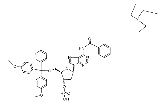 Adenosine, N-benzoyl-5'-O-[bis(4-methoxyphenyl)phenylmethyl]-2'-deoxy-, 3'-(hydrogen phosphonate), compd. with N,N-diethylethanamine (1:1) 结构式