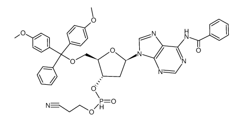 Adenosine, N-benzoyl-5'-O-[bis(4-methoxyphenyl)phenylmethyl]-2'-deoxy-, 3'-(2-cyanoethyl phosphonate) (9CI) 结构式