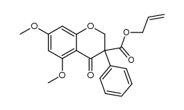 2H-1-Benzopyran-3-carboxylic acid, 3,4-dihydro-5,7-dimethoxy-4-oxo-3-phenyl-, 2-propen-1-yl ester 结构式