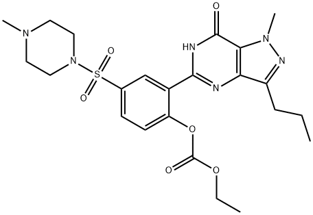 Carbonic acid, 2-(6,7-dihydro-1-methyl-7-oxo-3-propyl-1H-pyrazolo[4,3-d]pyrimidin-5-yl)-4-[(4-methyl-1-piperazinyl)sulfonyl]phenyl ethyl ester 结构式