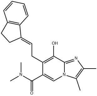 7-[(2E)-2-(2,3-二氢-1H-茚-1-亚基)乙基]-8-羟基-N,N,2,3-四甲基咪唑并[1,2-a]吡啶-6-甲酰胺 结构式