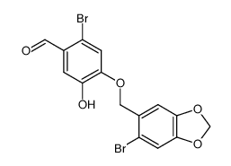 2-溴-4-[(6-溴-1,3-苯并二氧杂环戊烯-5-基)甲氧基]-5-羟基苯甲醛 结构式