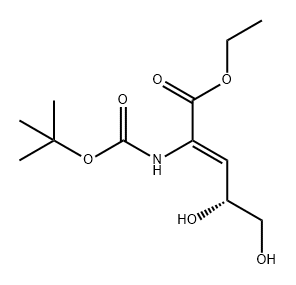 (2Z,4R)-2-((叔丁氧羰基)氨基)-4,5-二羟基-2-戊烯酸乙酯 结构式