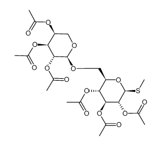 β-D-Glucopyranoside, methyl 1-thio-6-O-(2,3,4-tri-O-acetyl-α-L-arabinopyranosyl)-, 2,3,4-triacetate 结构式