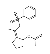 Cyclopentanol, 2-[1-methyl-2-(phenylsulfonyl)ethylidene]-, 1-acetate, (2E)- 结构式