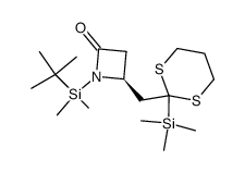 2-Azetidinone, 1-[(1,1-dimethylethyl)dimethylsilyl]-4-[[2-(trimethylsilyl)-1,3-dithian-2-yl]methyl]-, (S)- (9CI) 结构式