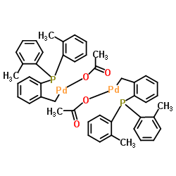 反式二-ΜU(M)-双[2-(二邻甲苯基膦)苄基]乙酸二钯(II) 结构式