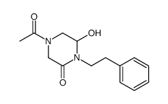 4-乙酰基-6-羟基-1-(2-苯乙基)-2-哌嗪酮 结构式