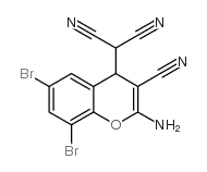 2-(2-氨基-6,8-二溴-3-氰基-4H-色烯-4-基)丙二腈 结构式