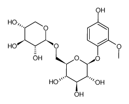 4-羟基-2-甲氧苯基 6-O-β-D-吡喃木糖基-β-D-吡喃葡萄糖苷 结构式