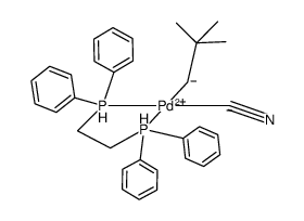 氰基(2,2-二甲基丙基)[1,2-亚乙基双(二苯基膦)]钯 结构式