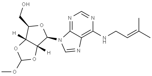 2',3'-O-(甲氧基亚甲基)-N-(3-甲基-2-丁烯基)腺苷 结构式