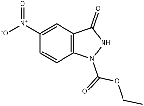 5-硝基-3-氧代-2,3-二氢-1H-吲唑-1-羧酸乙酯 结构式