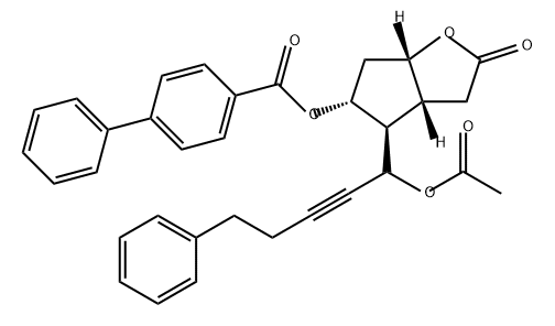 [1,1'-Biphenyl]-4-carboxylic acid, (3aR,4R,5R,6aS)-4-[1-(acetyloxy)-5-phenyl-2-pentyn-1-yl]hexahydro-2-oxo-2H-cyclopenta[b]furan-5-yl ester 结构式