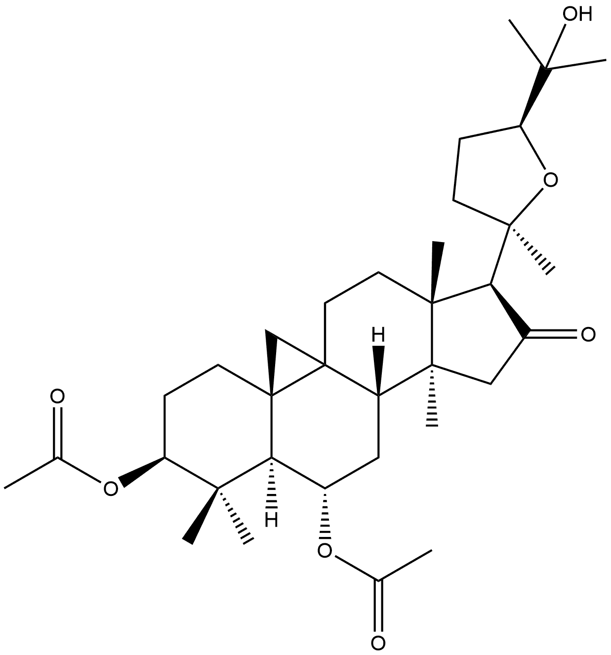 9,19-环羊毛甾烷-16-酮,3,6-二(乙酰氧基)-20,24-环氧-25-羟基-,(3β,6α,20R,24S)- 结构式