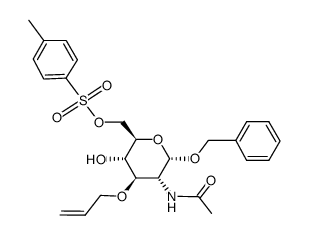 苄基 2-乙酰氨基-3-O-烯丙基-2-脱氧-6-O-对甲苯磺酰基-α-D-吡喃葡萄糖苷 结构式