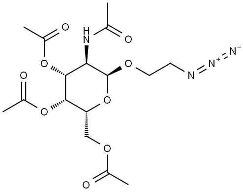 2-叠氮乙基-2-乙酰氨基-2-脱氧-α-D-吡喃半乳糖苷-3,4,6-三乙酸酯 结构式
