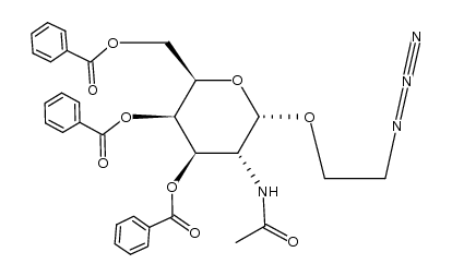 2-叠氮乙基-2-乙酰氨基-2-脱氧-α-D-吡喃半乳糖苷-3,4,6-三苯甲酸酯 结构式