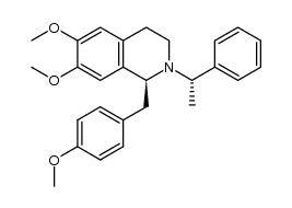 Isoquinoline, 1,2,3,4-tetrahydro-6,7-dimethoxy-1-[(4-methoxyphenyl)methyl]-2-[(1S)-1-phenylethyl]-, (1S)- 结构式