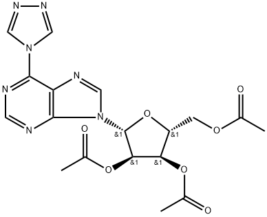 9-(2,3,5-三-O-乙酰基-β-D-呋喃核糖基)-6-(4H-1,2,4-三唑-4-基)-9H-嘌呤 结构式