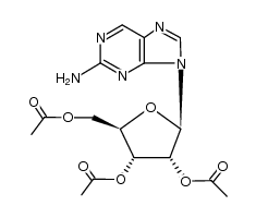 2-氨基-9-(2,3,5-三-O-乙酰基-β-D-呋喃核糖基)嘌呤 结构式