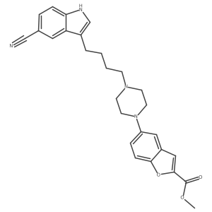 2-Benzofurancarboxylic acid, 5-[4-[4-(5-cyano-1H-indol-3-yl)butyl]-1-piperazinyl]-, methyl ester 结构式