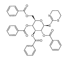 β-D-Glucopyranoside, 5,6-dihydro-4H-1,3-thiazin-2-yl 1-thio-, 2,3,4,6-tetrabenzoate 结构式