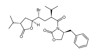 (S)-3-((2S,4R)-4-溴-4-((2S,4S)-四氢-4-异丙基-5-羰基呋喃-2-基)-2-异丙基丁酮基)-4-苄基恶唑烷酮-2-酮 结构式