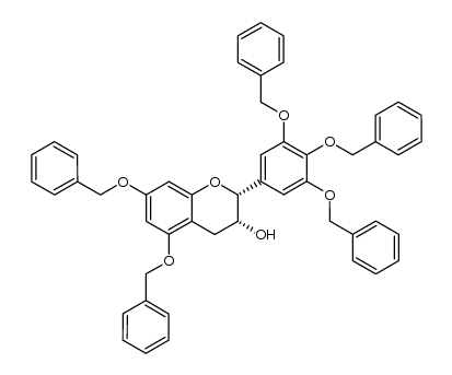 2H-1-Benzopyran-3-ol, 3,4-dihydro-5,7-bis(phenylmethoxy)-2-[3,4,5-tris(phenylmethoxy)phenyl]-, (2R,3R)- 结构式