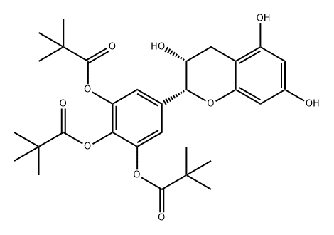 Propanoic acid, 2,2-dimethyl-, 1,1',1''-[5-[(2R,3R)-3,4-dihydro-3,5,7-trihydroxy-2H-1-benzopyran-2-yl]-1,2,3-benzenetriyl] ester 结构式