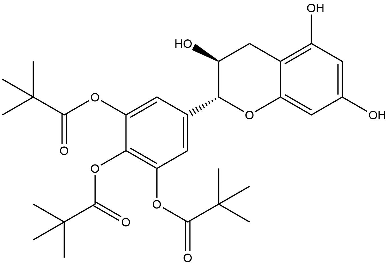 1,1′,1′′-[5-[(2R,3S)-3,4-二氢-3,5,7-三羟基-2H-1-苯并吡喃-2-基]-1,2,3-苯三基]三(2,2-二甲基丙酸酯) 结构式
