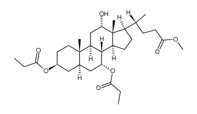 Cholan-24-oic acid, 12-hydroxy-3,7-bis(1-oxopropoxy)-, methyl ester, (3β,5α,7α,12α)- (9CI) 结构式