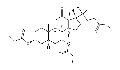 Cholan-24-oic acid, 12-oxo-3,7-bis(1-oxopropoxy)-, methyl ester, (3β,5α,7α)- (9CI) 结构式