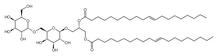 β-D-Galactopyranoside, (2S)-2,3-bis[[(11E)-1-oxo-11-eicosen-1-yl]oxy]propyl 6-O-α-D-galactopyranosyl- 结构式