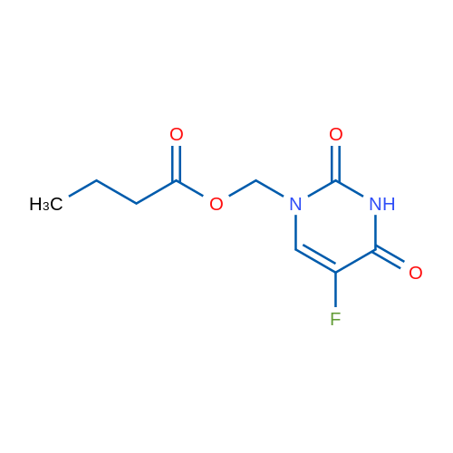 丁酸(5-氟-3,4-二氢-2,4-二氧代-1(2H)-嘧啶基)甲酯 结构式