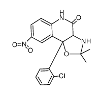 9b-(2-氯苯基)-2,2-二甲基-8-硝基-3,3a,5,9b-四氢恶唑并[4,5-c]喹啉-4(2H)-酮 结构式
